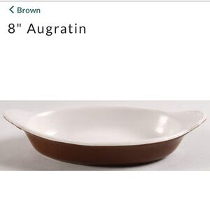 Vintage Set of 4 Hall Oval Au Gratin Dishes Brown White Scalloped Handle 528 USA